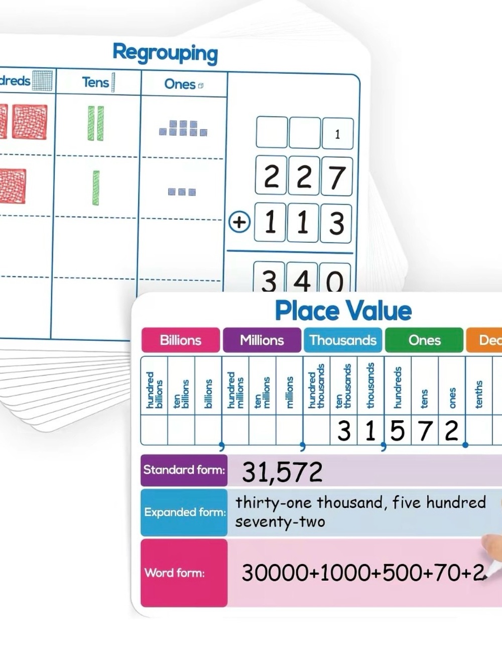 Place Value Learning Flash Cards - Bright Educational Set